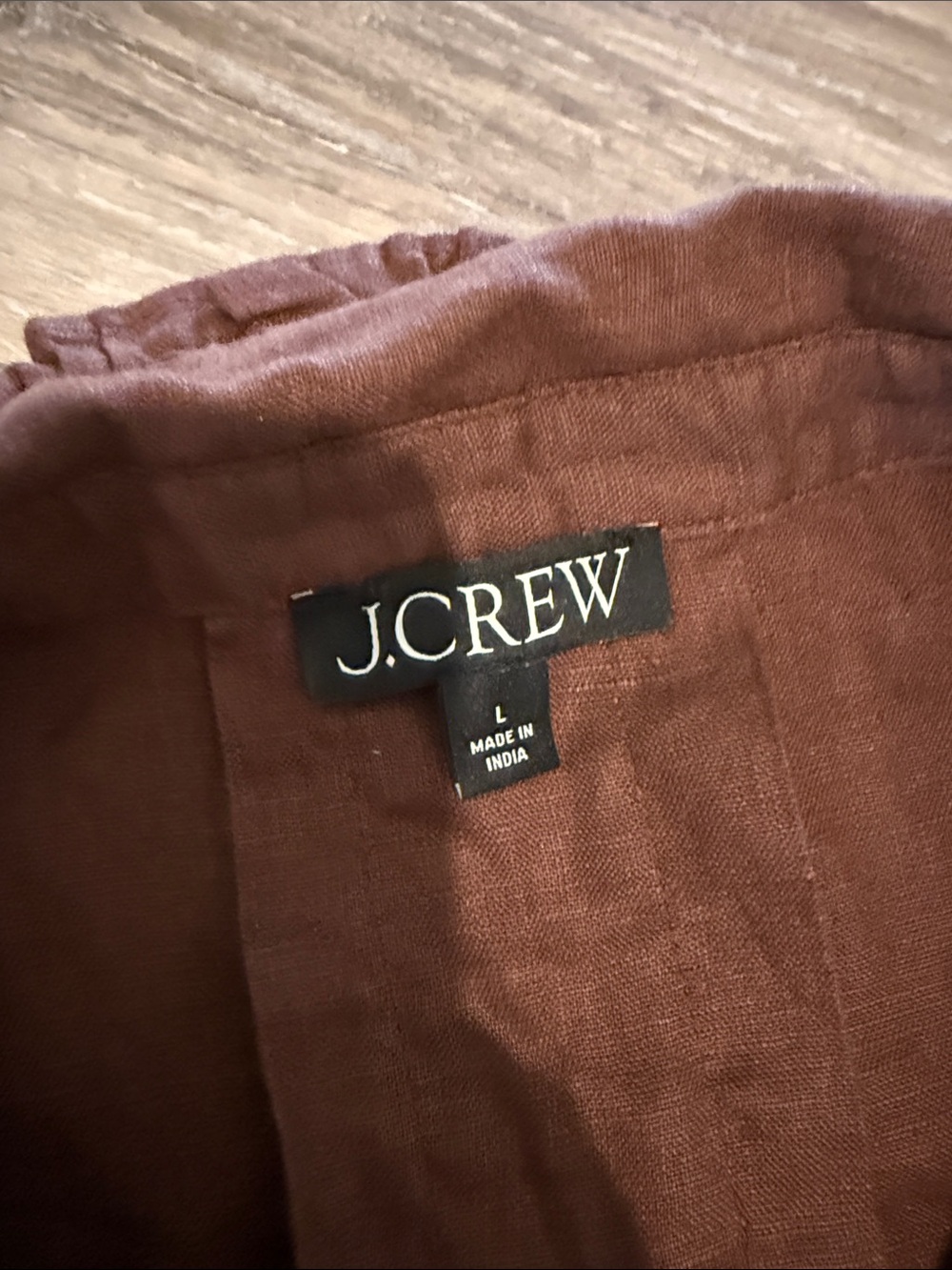 J. Crew Chestnut Brown Short-Sleeve Ruffle Button-Down Shirt - Picture 2 of 5